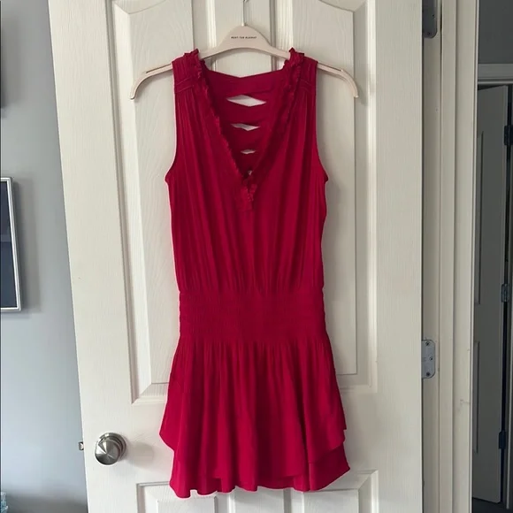 Ramy Brook Pink Ella Dress - Ruffled Tie Back Sundress Size Small - Picture 5 of 8